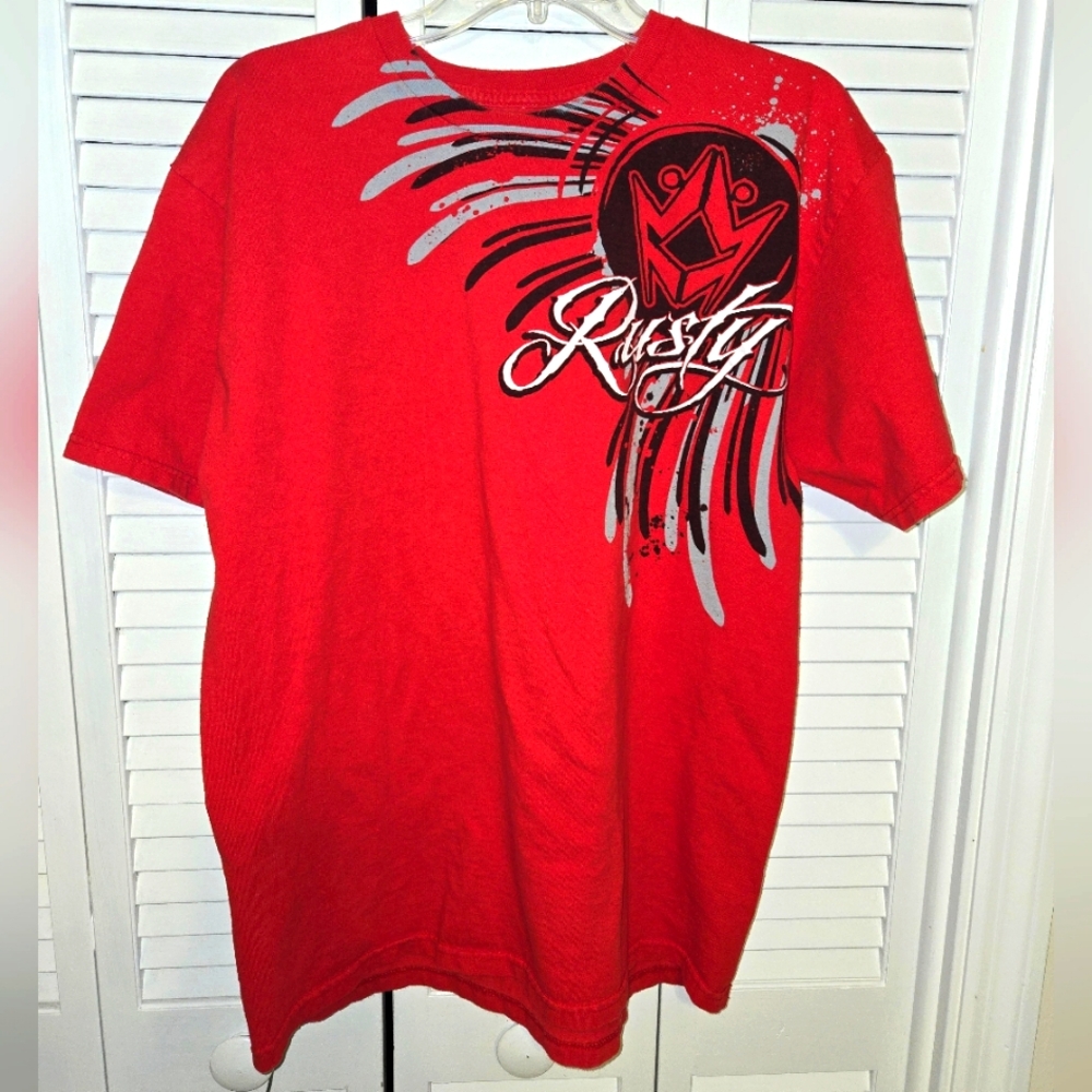 Rusty Men's L Crew Neck Tee VINTAGE Y2K